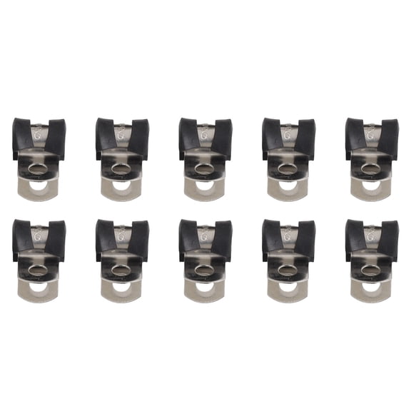 Yannee 10XGalvanized Iron Rubber Lined P Clips Hose Pipe Clamp Cable Mounting Clip 5MM
