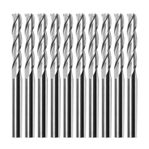 Yannee 10x 1/8 Carbide Double Flute Spiral Upcut Shank End Mill CNC Router Bit 17mm Ne
