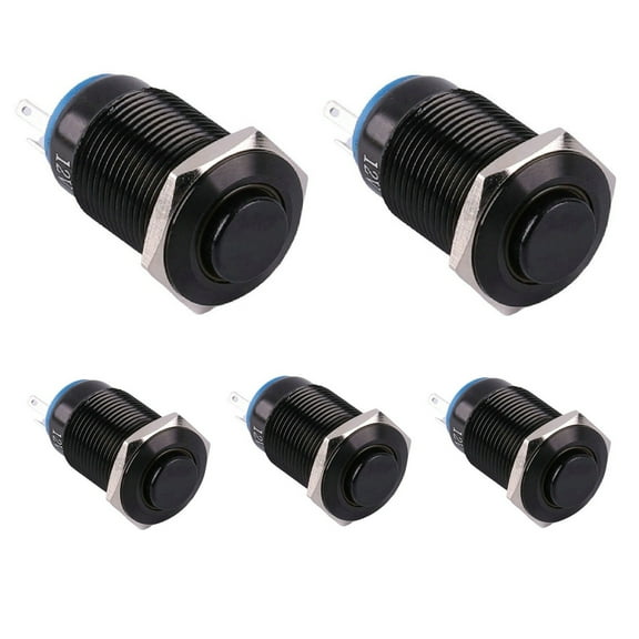 Yannee 12mm Button Waterproof Metal Push Button Switch 12V Momentary ButtonSwitch Black,metal buttons