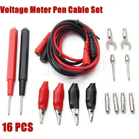 Yannee 16 Pcs Multimeter Test Leads Kit 1 Meter Long Cable Probe Voltmeter Alligator Cable Clip Kit Electronic Measurement Tools-Electrical Equipment & Supplies