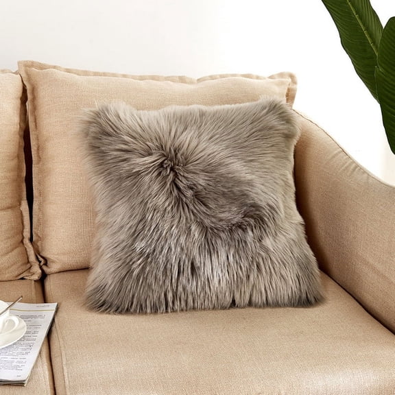 Fancy 1Pcs Soft Faux Fur Fleece Cushion Cover Pillowcase Decorative Throw Pillows Covers, No Pillow Insert, 15.72*15.72 Inch Gray