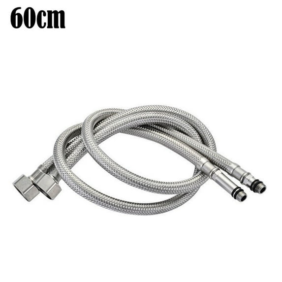 Yannee 2 Pcs 304 Stainless Steel Flexible Hot and Cold Mixer Water Tube Hose Pipe Silver 23.6 inches