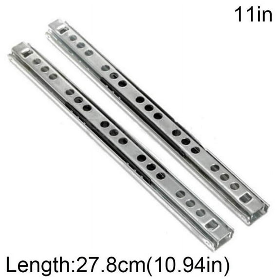 Cogfs 2 Pcs Drawer Runner Groove Ball Bearing Steel Ball Side Slide Rail Mute Mini 11 inches