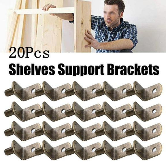 Cogfs 20 Pcs Shelf Support Studs Pegs Pins Plugs 6mm L-Shaped Cabinet Bracket Bronze