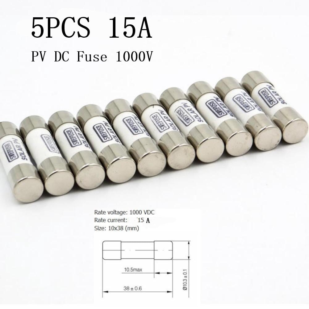 Yannee 5 Pcs 15A Consumer Unit Fuse Box Fuse 15 Amp PV DC Fuse 1000V 10*38mm Durable-Electrical Equipment & Supplies