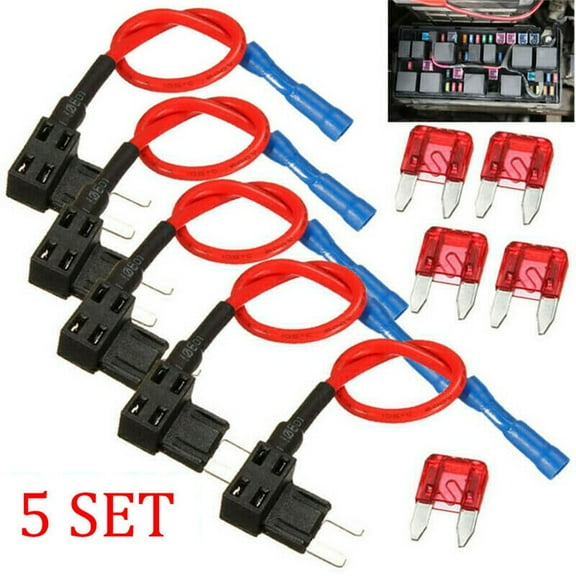 Yannee 5 Pcs Add A Circuit Piggy Back Fuse Tap Mini Blade Fuse Holder ATM ATP 12V