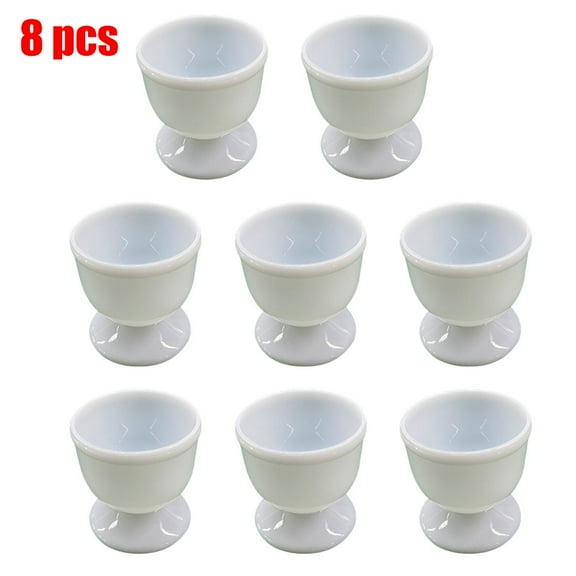 Yannee 8 Pcs Egg Holder,Breakfast Boiled Egg Cup Holders,Household Kitchen Eggs Holding Cups Tabletop Refrigerator Egg Tray Container Storage Holders,White