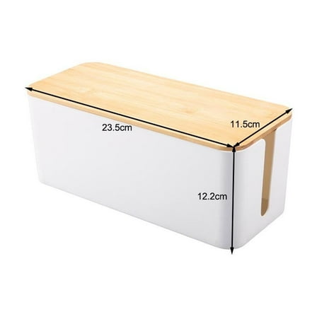 Yannee Cable Boxes,Large Cable Organiser Box with Wooden Lid for Cables Management Box