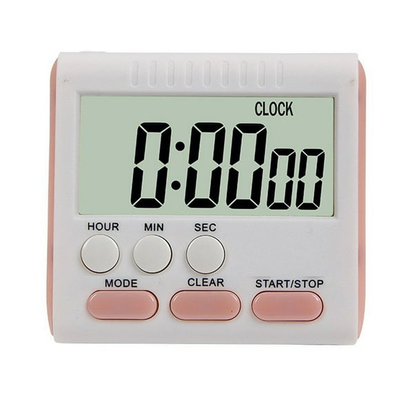 Yannee Digital Kitchen Timer with Mute/Loud Alarm Switch ON/Off Switch, 24 Hour Clock & Alarm, Memory Function Count Up & Count Down for Kids Teachers Cooking, Large LCD Display Pink