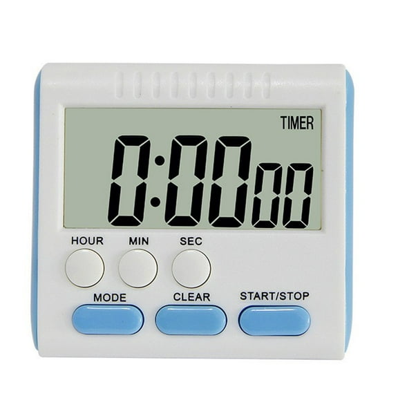 Yannee Digital Kitchen Timer with Mute/Loud Alarm Switch ON/Off Switch, 24 Hour Clock & Alarm, Memory Function Count Up & Count Down for Kids Teachers Cooking, Large LCD Display Blue
