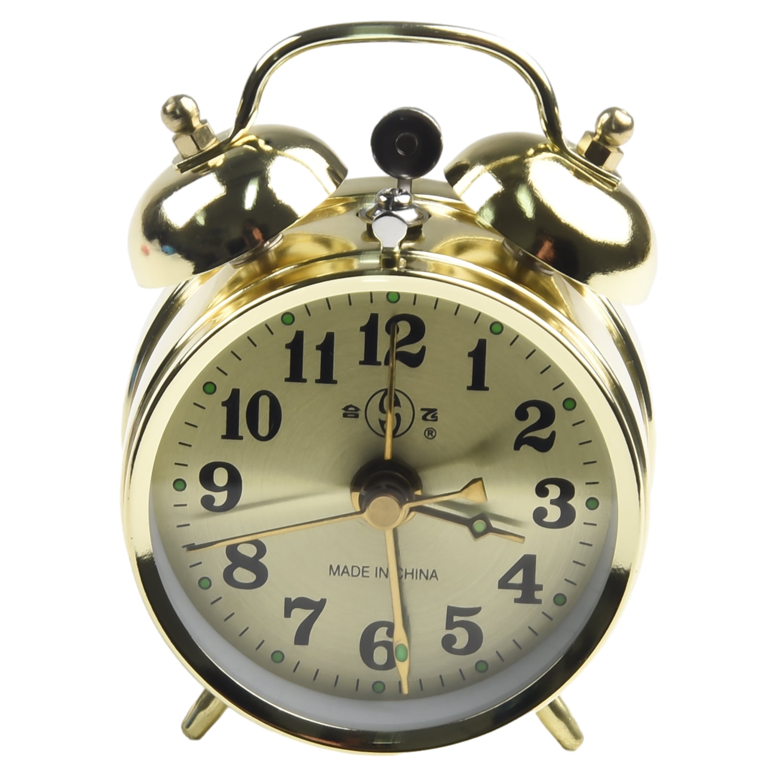 Yannee Horseshoe Mechanical Gold Alarm Clock Manual Wind Up Vintage Metal Clock Cute