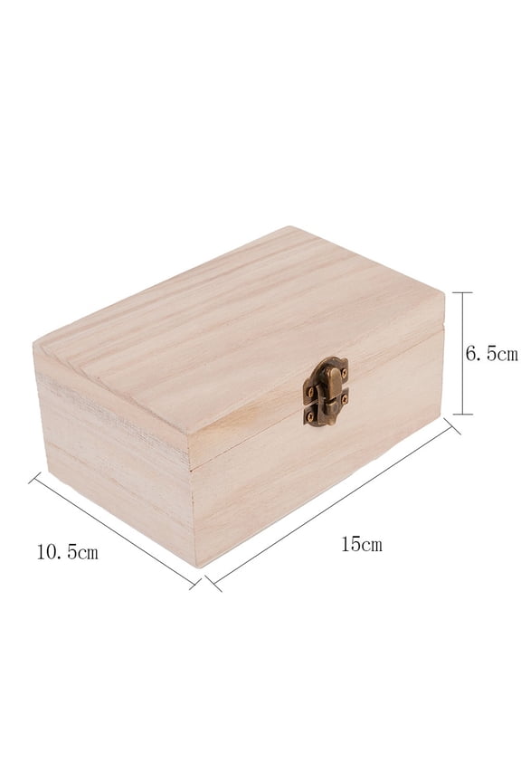 Plain Wood Wooden Square Hinged Storage Boxes,Keepsake Box with Lid,Craft Gift Box,M