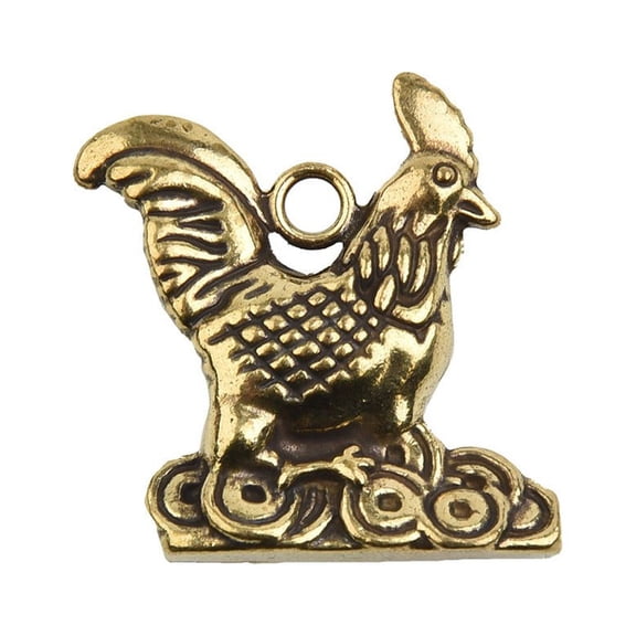 Yannee Solid Brass Rooster Figurine Mini Animal Statue Ornament Home Office Desk Decor
