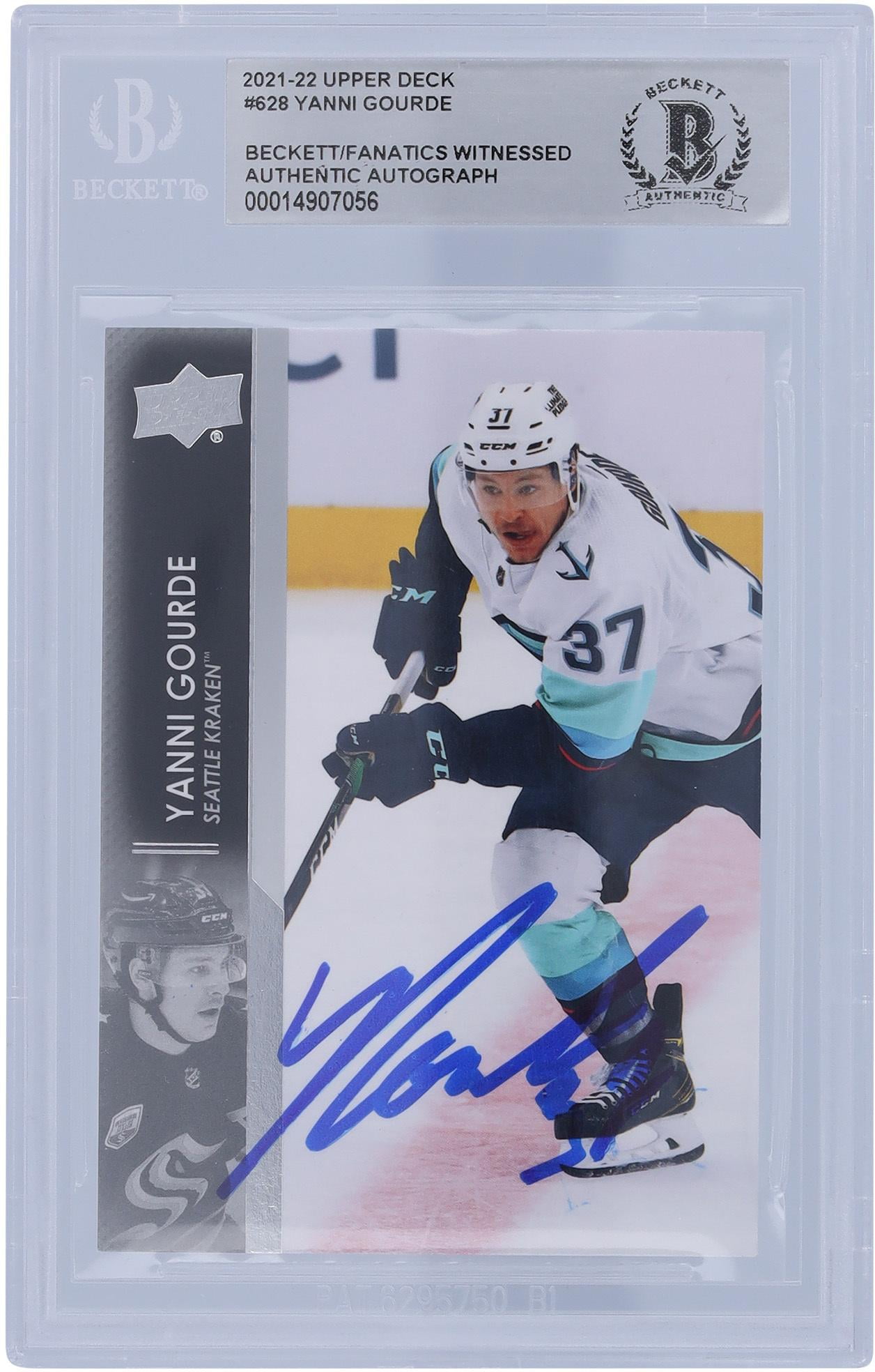 Yanni Gourde Seattle Kraken Autographed 2021-22 Upper Deck Extended Series #628 Beckett Fanatics Witnessed Authenticated Card - Fanatics Authentic Certified