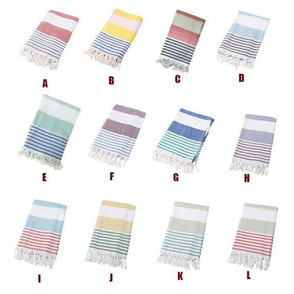 Yannianjz 1Pcs Turkish Beach Towel, Cotton Fringed Quick Dry Towel, Absorbent Bath Spa Yoga Towel, Large Travel Gym Towel, Soft Lightweight Towel for Outdoor Use