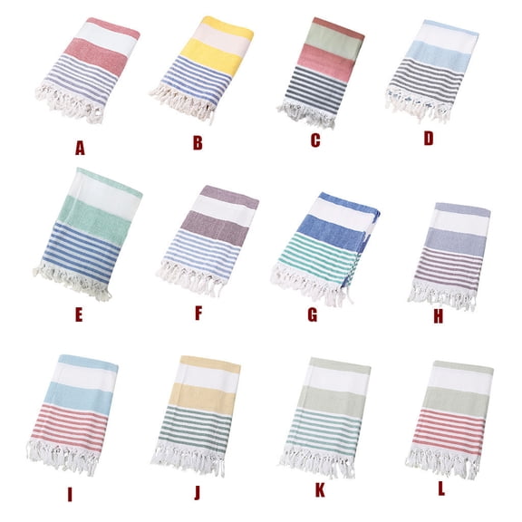 Yannianjz 1Pcs Turkish Beach Towel, Cotton Fringed Quick Dry Towel, Absorbent Bath Spa Yoga Towel, Large Travel Gym Towel, Soft Lightweight Towel for Outdoor Use