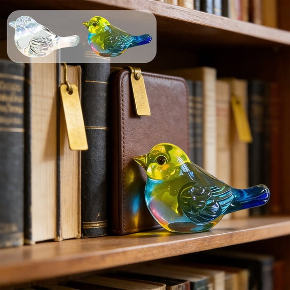 Yannianjz 2Pcs Crystal Glass Bird Figurine, Handcrafted Clear Glass Ornament Decor, Home Decor Gift for Housewarming Wedding Christmas Party