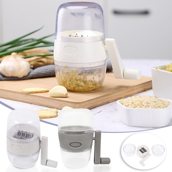 Yannianjz 2Pcs Nut Grinder, Hand Crank Manual Nut Chopper for Almonds Walnuts Groundnuts, Garlic Ginger Grinder for Kitchen, Stainless Steel Blade Food Processor for Kernels Spices
