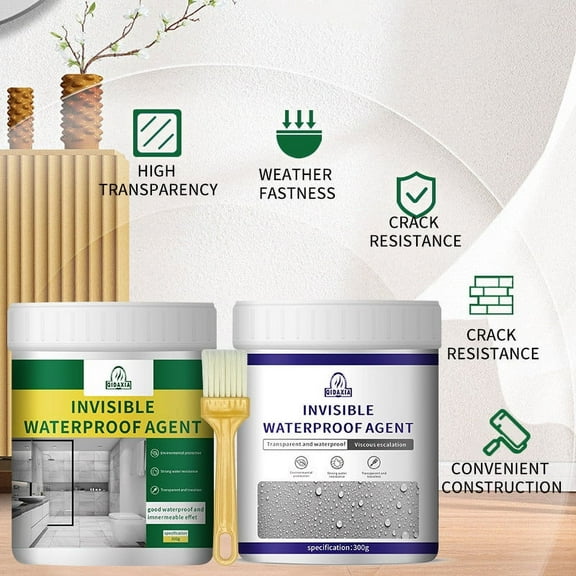Yannianjz 2Pcs Penetrating Waterproofing Agent, Transparent Waterproof Sealant for Exterior Walls Bathroom Tiles Floor, Leak-Proof Paint for Concrete Balcony Roof Basement, Waterproof Coating for