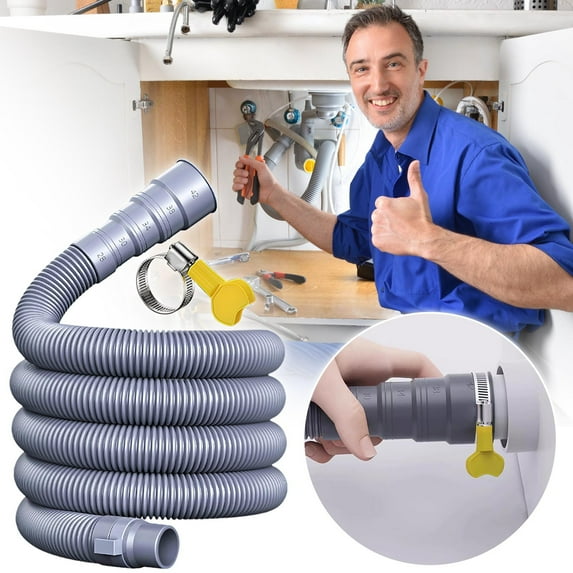 Yannianjz 2Pcs RV Sewer Hose Kit, Expandable Flexible Leakproof Sewer Hose, Adjustable Adapter RV Sewer Pipe, RV Motorhome Trailer Waste Water Drainage, Heavy Duty PVC Sewer Hose for Camper and