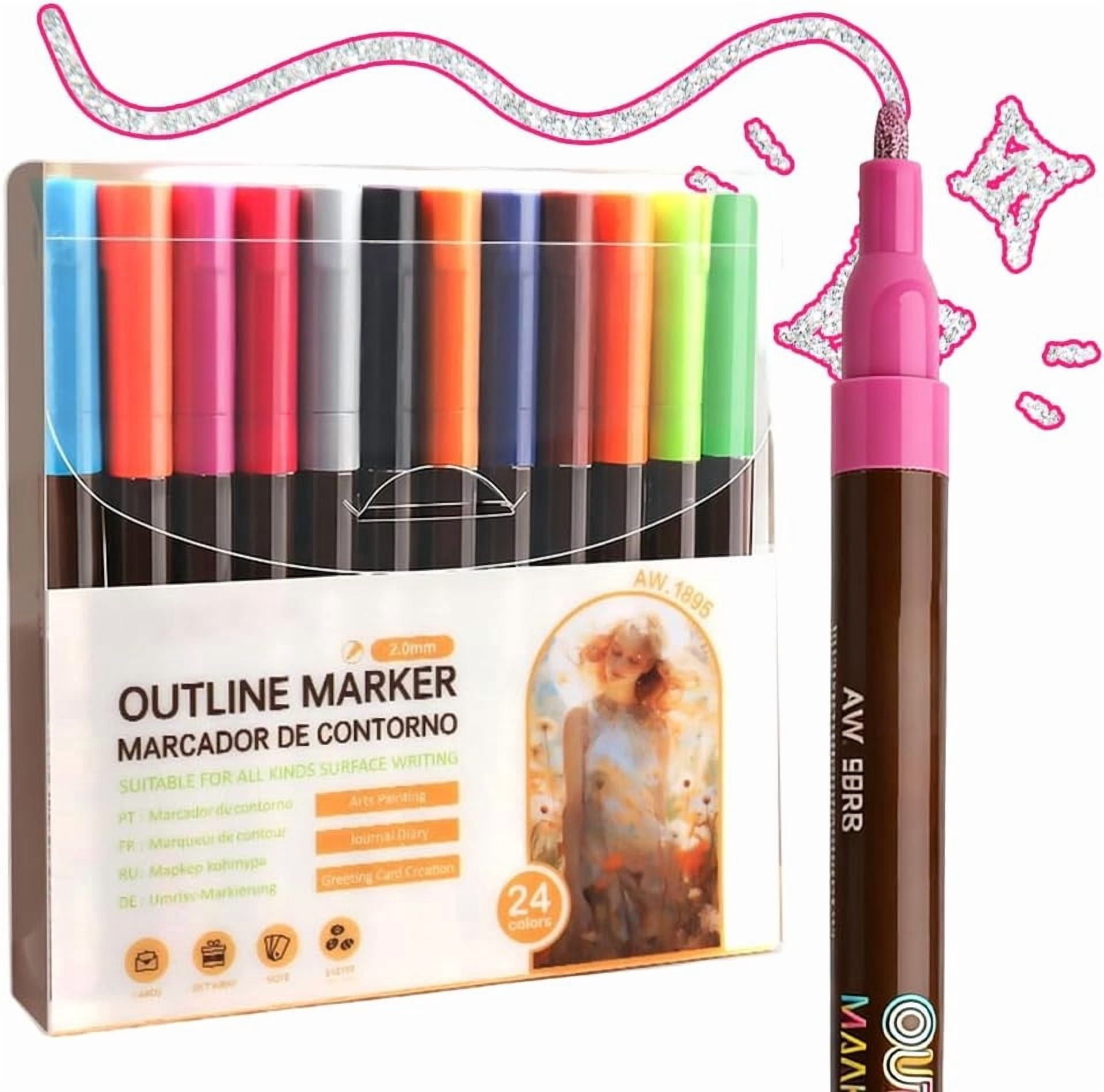 Yannianjz 3Pcs Double-Line Metallic Glitter Pens, Dual-Tip High-Pigment Art Markers, Flash Gel Pens for Black Paper, Diaries, Journaling, Scrapbooking