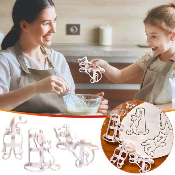 Yannianjz 3Pcs Easter Bunny Cookie Cutter, 3D DIY Baking for Holiday Treats, Bunny Shaped Cookie Cutter for Easter Cookies, Plastic Baking Tool forKidsand Family, Easter Party Supplies