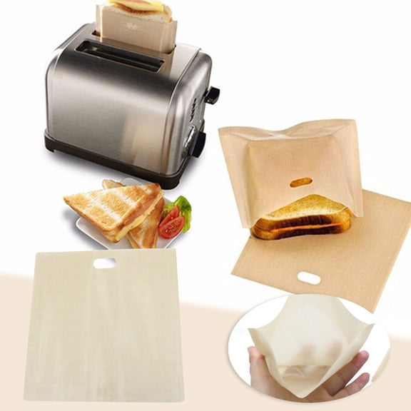 Yannianjz 3Pcs Reusable Toaster Bags For Grilled Cheese Sandwich, Non-Stick Heat Resistant PTFE Coated Bread Bags, Oven Safe Microwave Safe Toaster Oven Bags For Cooking Baking Reheating Food