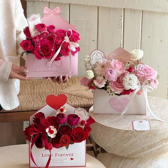 Yannianjz 3Pcs Romantic Surprise Gift Box, Love Letter Flower Box For Bouquets, Wedding Anniversary Gift Box, Decorative Envelope Box For Floral Arrangements And Cash Gifts, 10-Pack Paper Gift Box