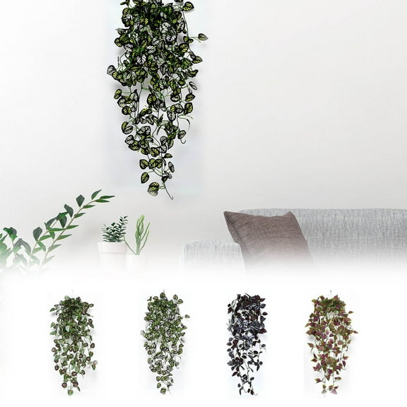 Yannianjz 4Pcs Artificial Green Wall Hanging, Realistic Fake Ivy Vine Plant Decor, Plastic Faux Greenery for Home Office Indoor Decor, Wall Mounted Hanging Plant for Living Room Bedroom, Pack