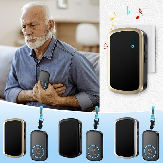 Yannianjz under $5 1Pcs Wireless Doorbell, Wireless Digital Doorbell, Remote Control Home Door Chime, Adjustable Volume Melody Doorbell, LED Flashing Alert System, Long Range Indoor Outdoor Bell