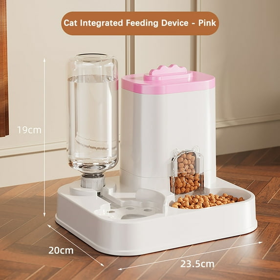 Yannianjz Under $5 2 in 1 Automatic Pets Feeder, Cat Feeder and Water Dispenser, Pet Food Bowls, Pet Supplies for Small Medium Large Breed Cat, Purpose Large Capacity Dog Bowl Drinking Water