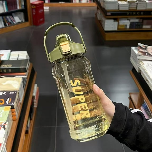 Yannianjz under $5 2000ml Water Bottle With Handle, Leak proof Sports Water Jug, Large Capacity Plastic Water Bottle, Portable Clear Water Cup for Gym and Outdoor Sports