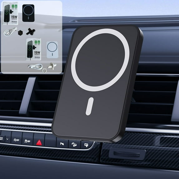 Yannianjz under $5 2Pcs Car Phone Holder, Magnetic Wireless Car Phone Charger, 15W Fast Charging Phone Holder, Car Mount Wireless Charger Stand, Hands Free Phone Charger for Car