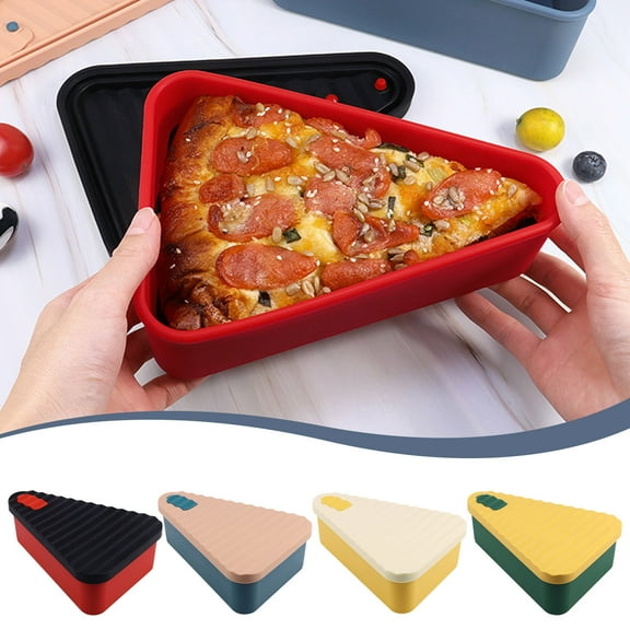 Yannianjz under $5 2Pcs Food Storage Container, Airtight Silicone Lunch Box, Microwave Safe Food Storage Container, Leakproof Pizza Box and Meal Prep Box, Reusable Freezer To Oven Container