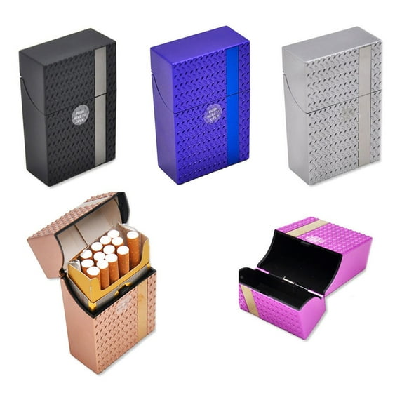 Yannianjz under $5 4Pcs Plastic Cigarette Case, Thin Vertical Striped Plastic Cigarette Case, Portable Pocket Cigarette Storage Box, Flip Top Cigarette Holder Case, Compact Travel Cigarette Container