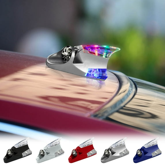 Yannianjz under $5 5Pcs Car Antenna Light, Car Shark Fin Antenna Light, Solar Powered Wind Dynamic Light, LED Decorative Car Roof Light, Colorful Car Exterior Decoration