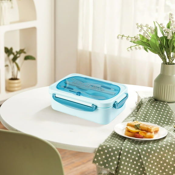 Yannianjz under $5 Bento Box Adult Lunch Box with Utensils, Lunch Containers for Adults, Leakproof Lunch Box for Adult, 3 Compartment Bento Box Microwave Safe