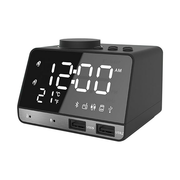 Yannianjz under $5 Bluetooth Alarm Clock, Bluetooth Speaker Alarm Clock, USB Charging Bedside Radio Clock, Digital LED Display Clock with FM, Multi Function Home Audio Clock