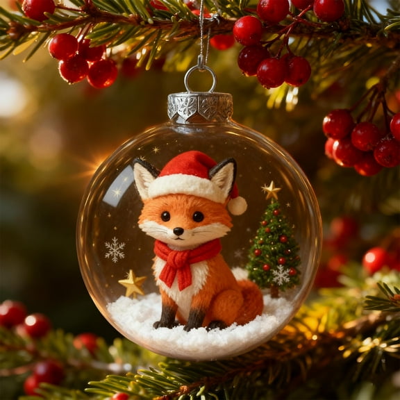 Yannianjz under $5 Christmas Ornament Ball, Christmas Tree Crystal Ball Pendant, Transparent Spherical Ornament, 3D Animal Figure Decoration, Holiday Gift Home Decor, Festive Party Accessories