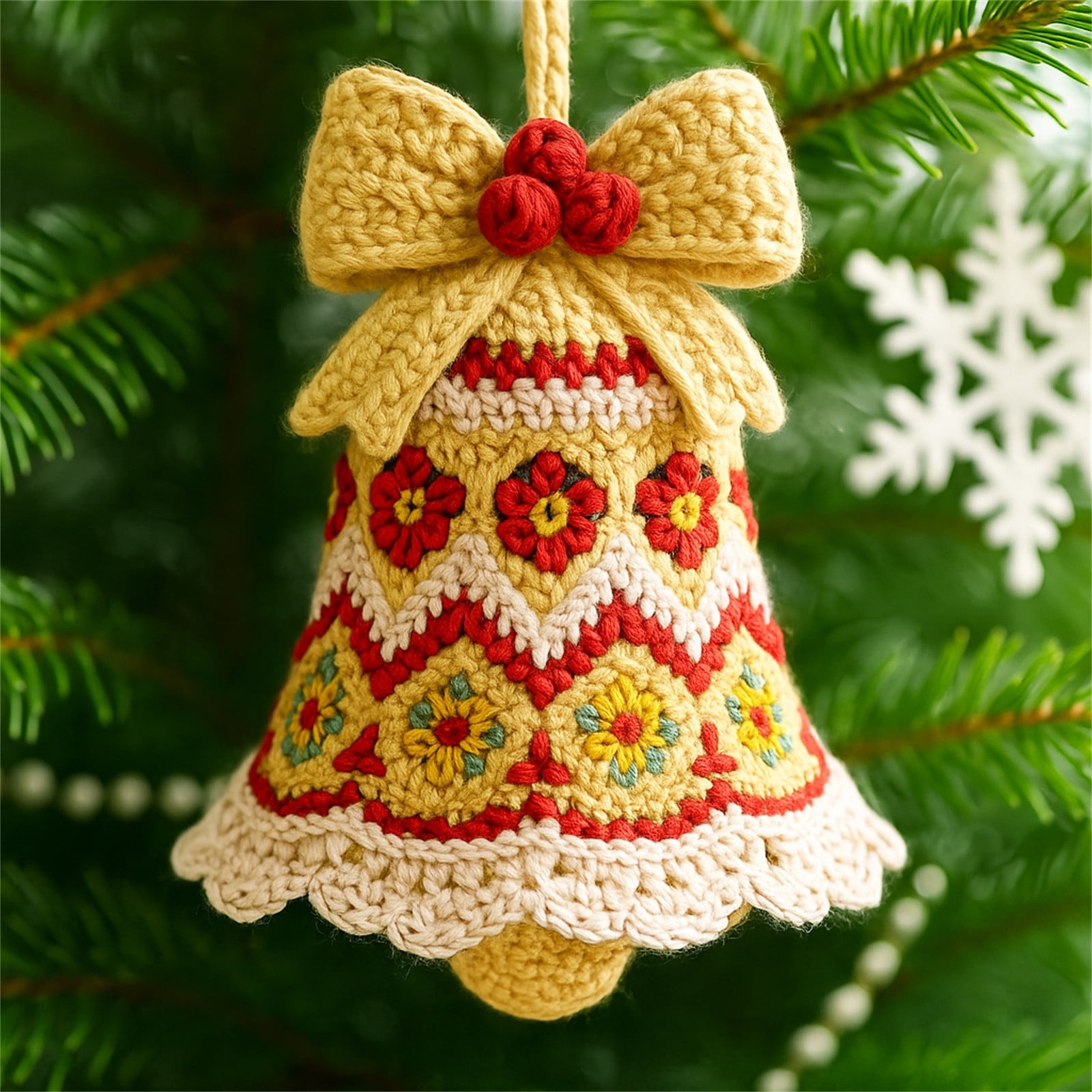 Yannianjz under $5 Crochet Christmas Bell Ornament, Handmade Santa Bell ...