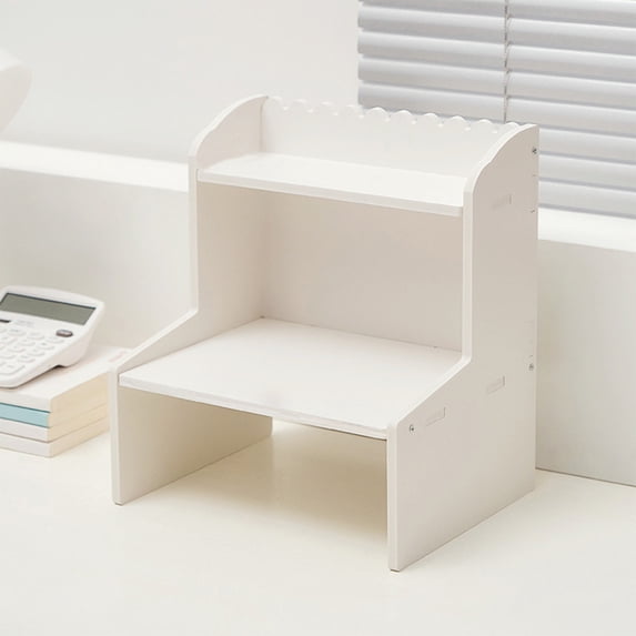 Yannianjz under $5 Desktop Organizer Office Storage Rack, Desktop Wood Display Shelf Desk 2 Layer Storage Rack Mini Bookshelf Cosmetics Organizer, Desktop Storage Rack for Home Bedroom Office