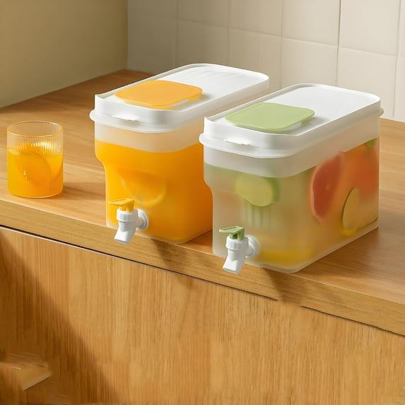 Yannianjz under $5 Fridge Beverage Drink Dispenser with Leak-proof Spigot, Plastic Cold Drink Juice Beverage Dispenser Jug for Party Drink, Juice, Iced Tea, Lemonade, Cold Brew