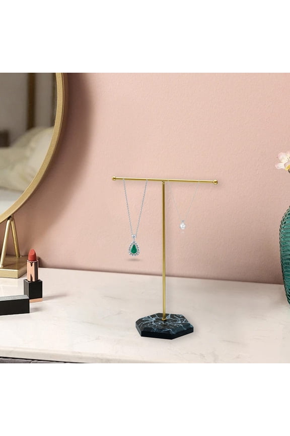 under $5 Jewelry Stand Display Necklace Holder T-Bar Plated Metal Tabletop Jewelry Organizer Tower for Show Jewelry Hanging Pendant Earring Bracelet Ring Accessorie with Bases
