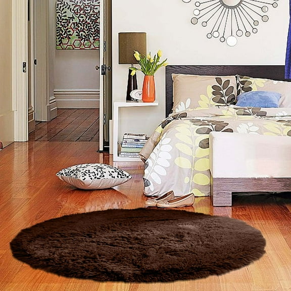 Yannianjz under $5 Round Rugs for Bedroom - Machine Washable, Circle Area Rugs for Living Room, Soft and Fluffy Shaggy Carpet for Teen Girls and Boys, Nursery Rooms, Dorms, Home Decor Aesthetic