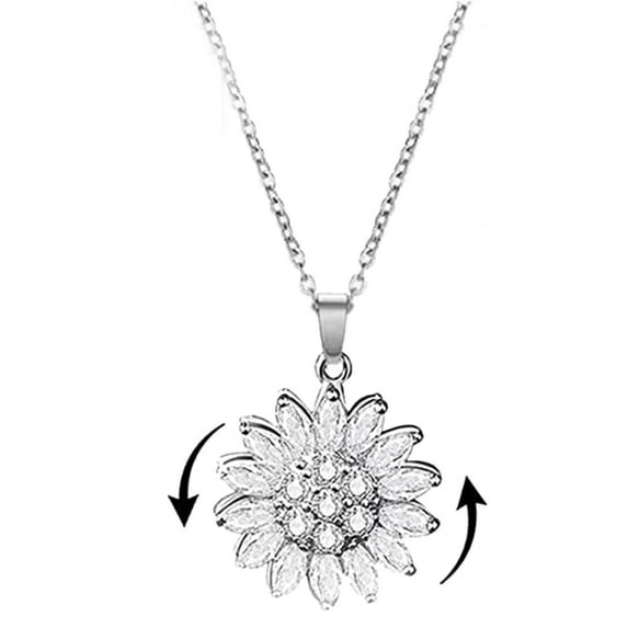 Yannianjz under $5 Sunflower Necklace, Sunflower Fidget Necklace for Granddaughter, Rotating Sunflower Pendant, Sensory Fidget Jewelry, Gift from Grandma
