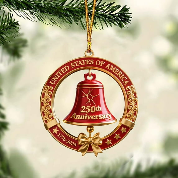 Yannianjz under $5 USA 250th Anniversary Liberty Bell Ornament, US Founding Pendant Gift, Commemorative Guardian Doorbell Keepsake Ornament, Hanging Decor for Collectors Patriotic Christmas Tree