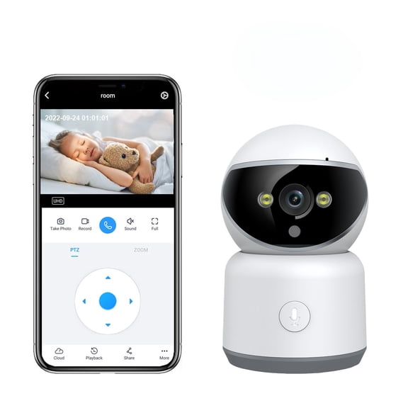 Yannianjz 5G WiFi Home Security Camera, Full-Color Rotating Mobile Interconnection, Indoor Surveillance Camera with Voice Call and Alarm, for Little One Monitoring, Pet Watching, Home Security