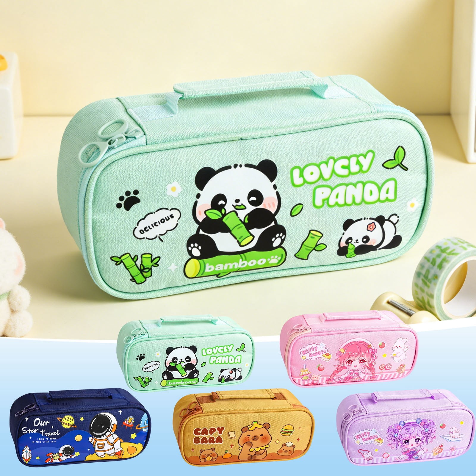 Yannianjz 5Pcs Large Capacity Pencil Case, Multi-Functional Durable Stationery Bag,GirlsSchoolSupplies Organizer for Pens, Pencils, Markers, Art Tools