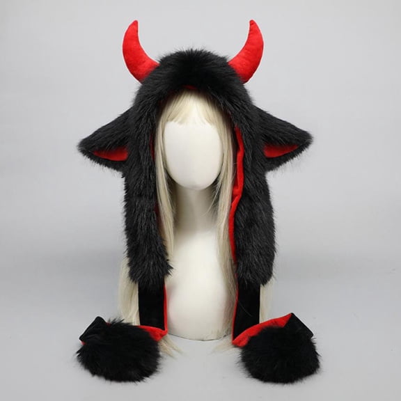 Yannianjz Anime Ear Hat, Animal Ears Hat for Adults and Teens, Furry Plush Hat, Outdoor Ear Protection Hat for Winter, Cosplay, Festival, Travel