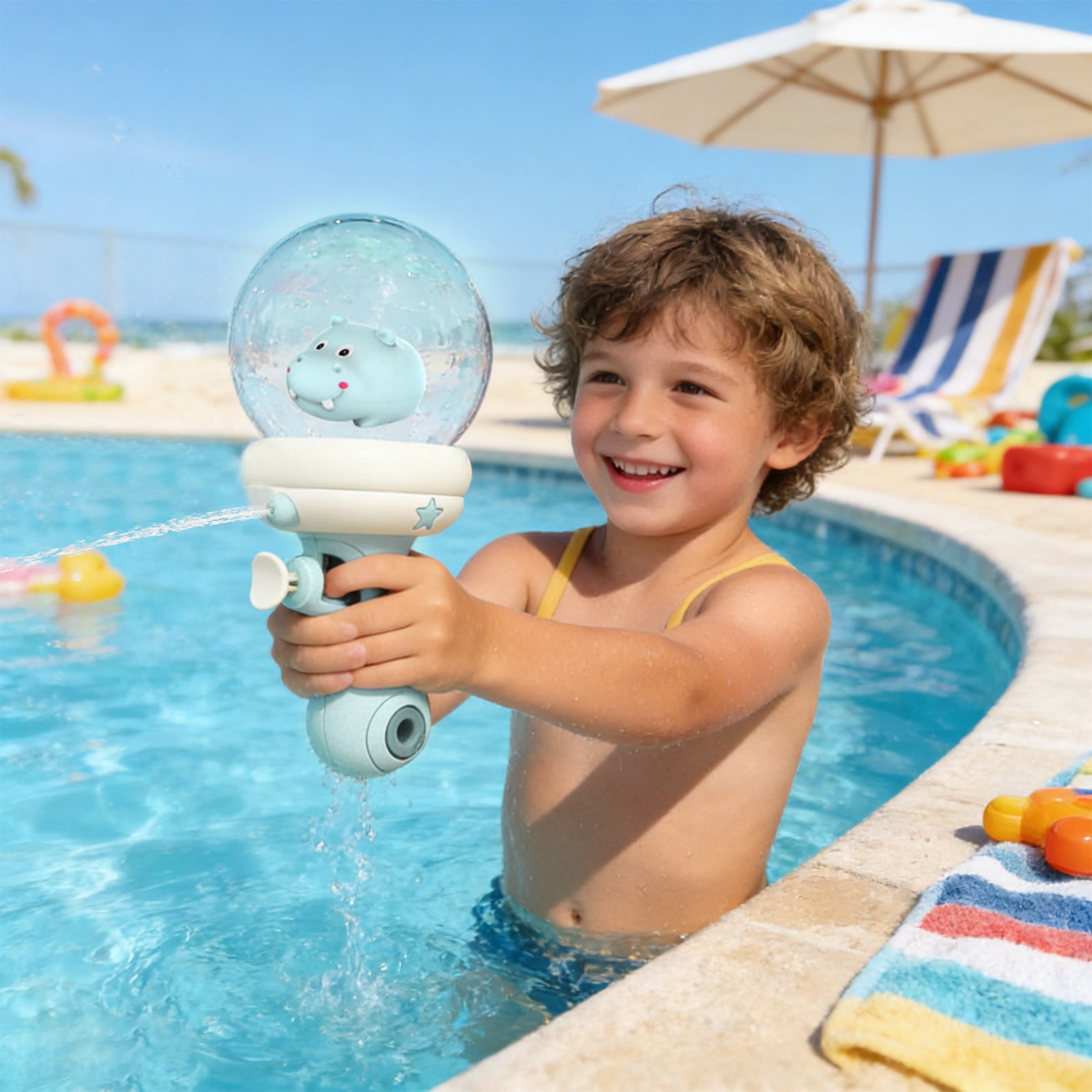 Yannianjz Cartoon Water Blaster forKids, Light Up Splash Toy for Outdoor Play, Water Blaster for Pool Beach Backyard Fun and Summer Water Battles